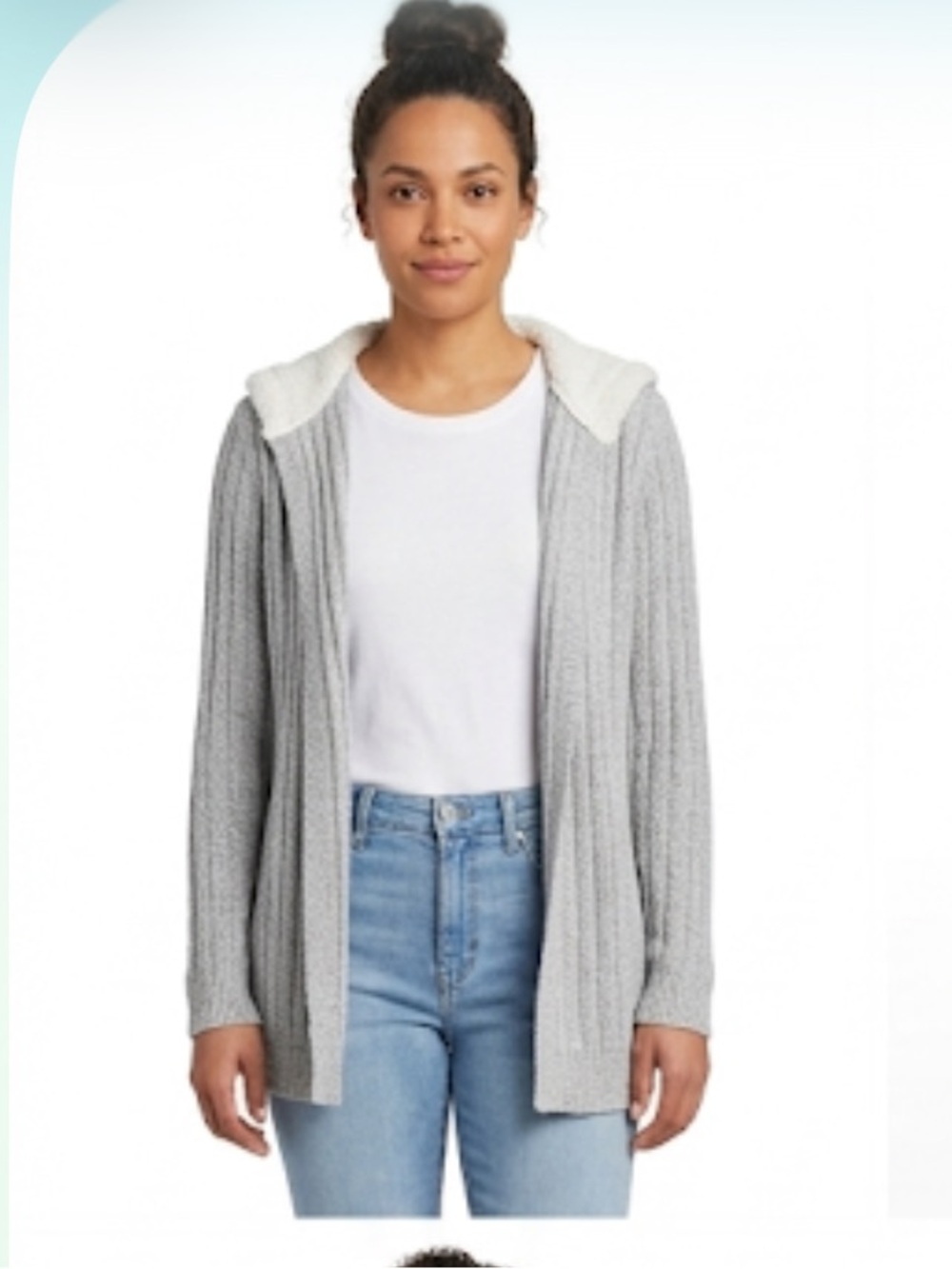 Almost Famous Light Gray hoody Ribbed Cardigan size M